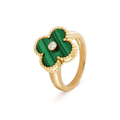 [basloveJW]CLOVER MALACHITE RING GOLD DIAMOND